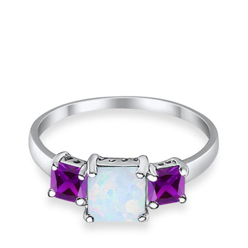 Halo Art Deco Wedding Ring Round Lab Created White Opal 925 Sterling Silver